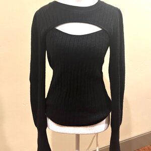DESIGN HISTORY BLACK CASHMERE CUT-OUT SWEATER MEDIUM